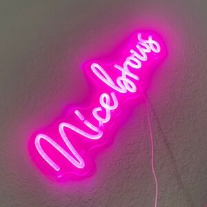 Pink "Nice Brows Neon Wall Sign